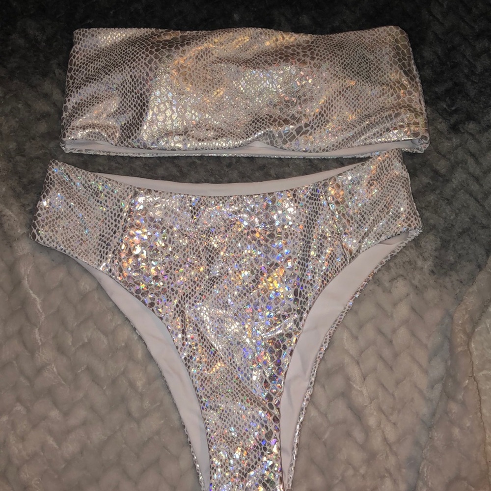 BNWT metallic bikini -  high waisted bottoms